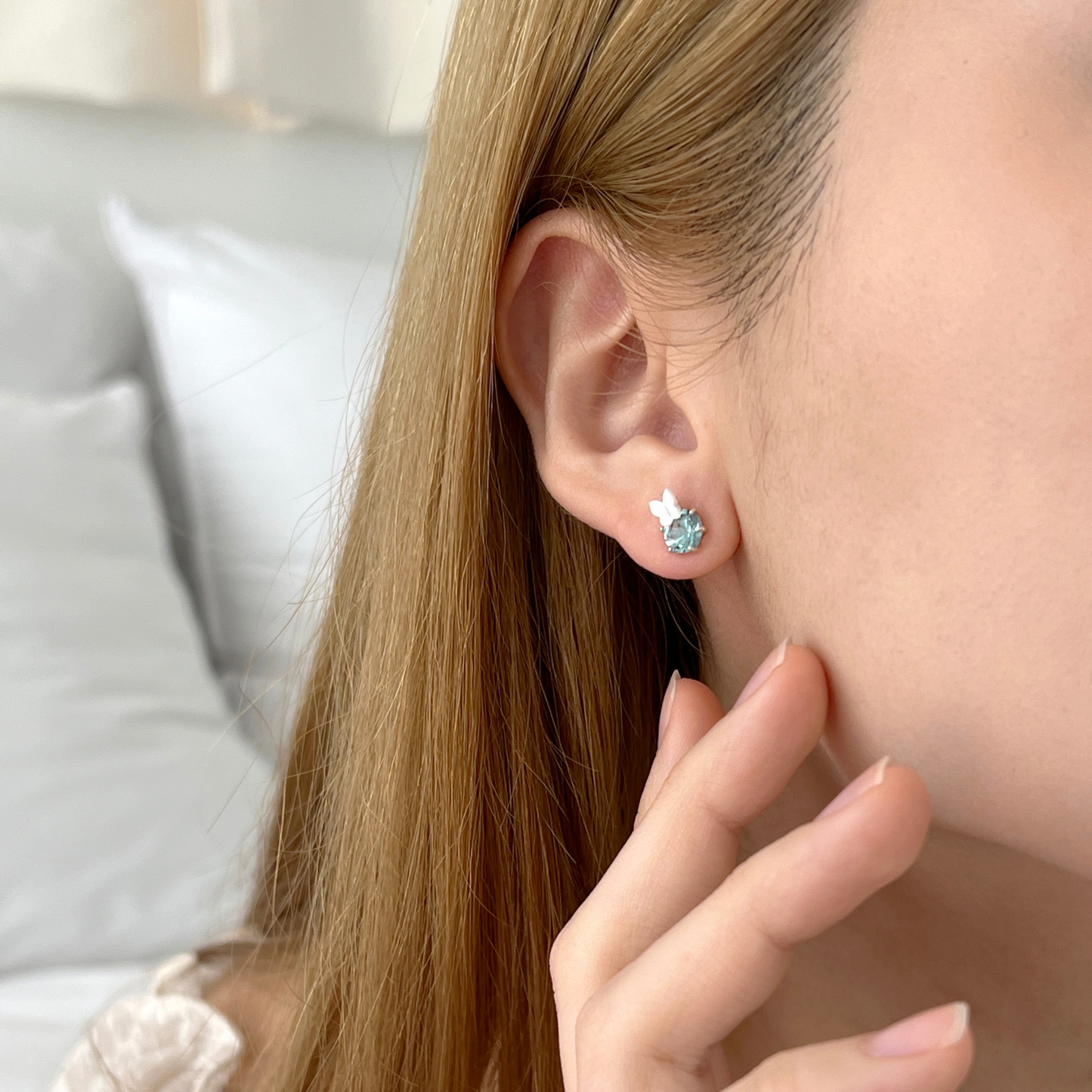 sterling silver earrings with nanosital gems and swarvoski pearls