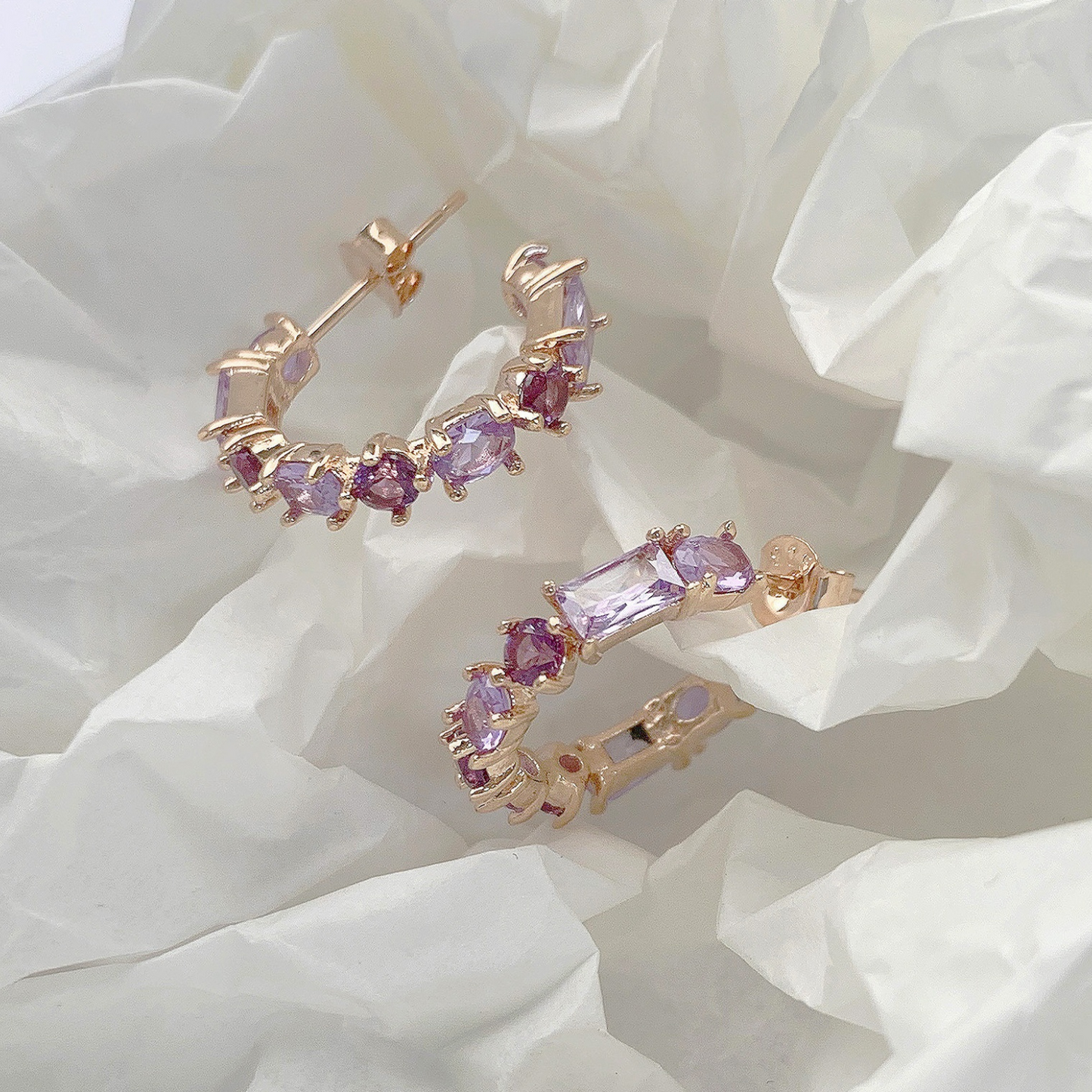 Wang-bi 18k Rose Gold Vermeil Earrings on white background- KORYANGS Brand