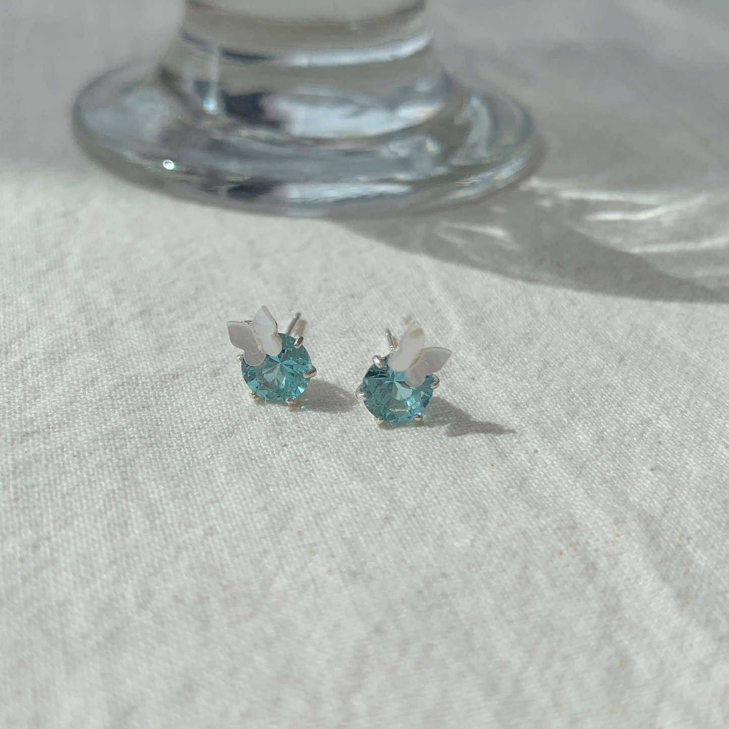 sterling silver earrings with nanosital gems and swarvoski pearls