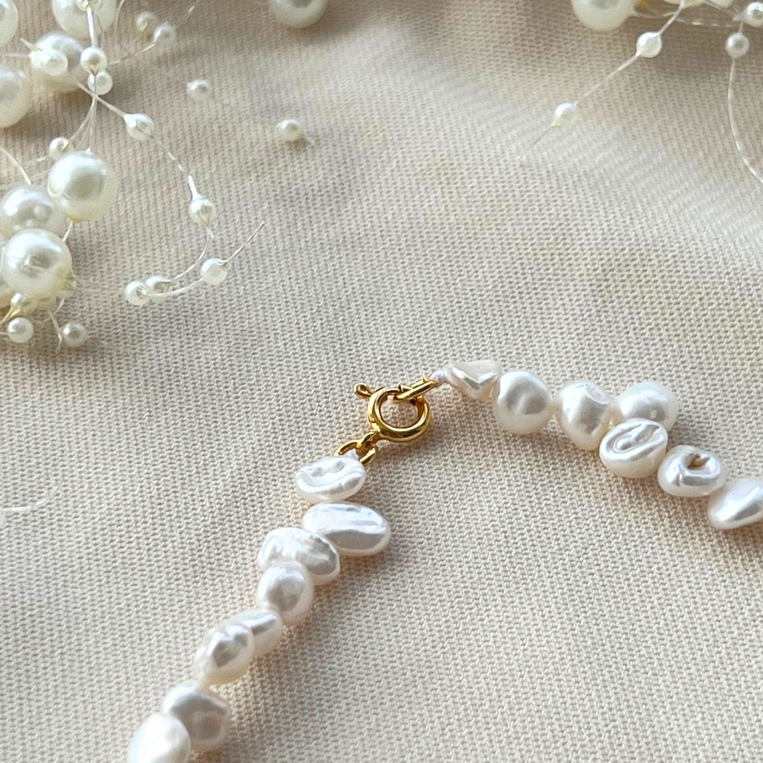 Yeona Freshwater Pearl Necklace on background- KORYANGS Brand